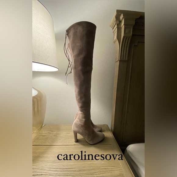 Authentic Stuart Weitzman Highland Boot Slate Suede Over the Knee Boots - Picture 3 of 8